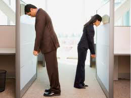 Unhappy Employees Banging Their Heads on Cubicles