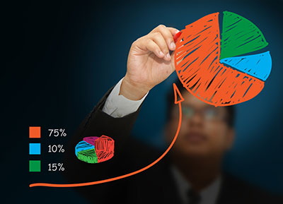 Businessman Drawing a Colored Graph on Glass