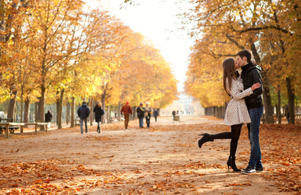 Couple Kissing in the Park