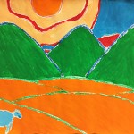 Mentee Artwork (Orange Fields Green Mountains with Lamb)